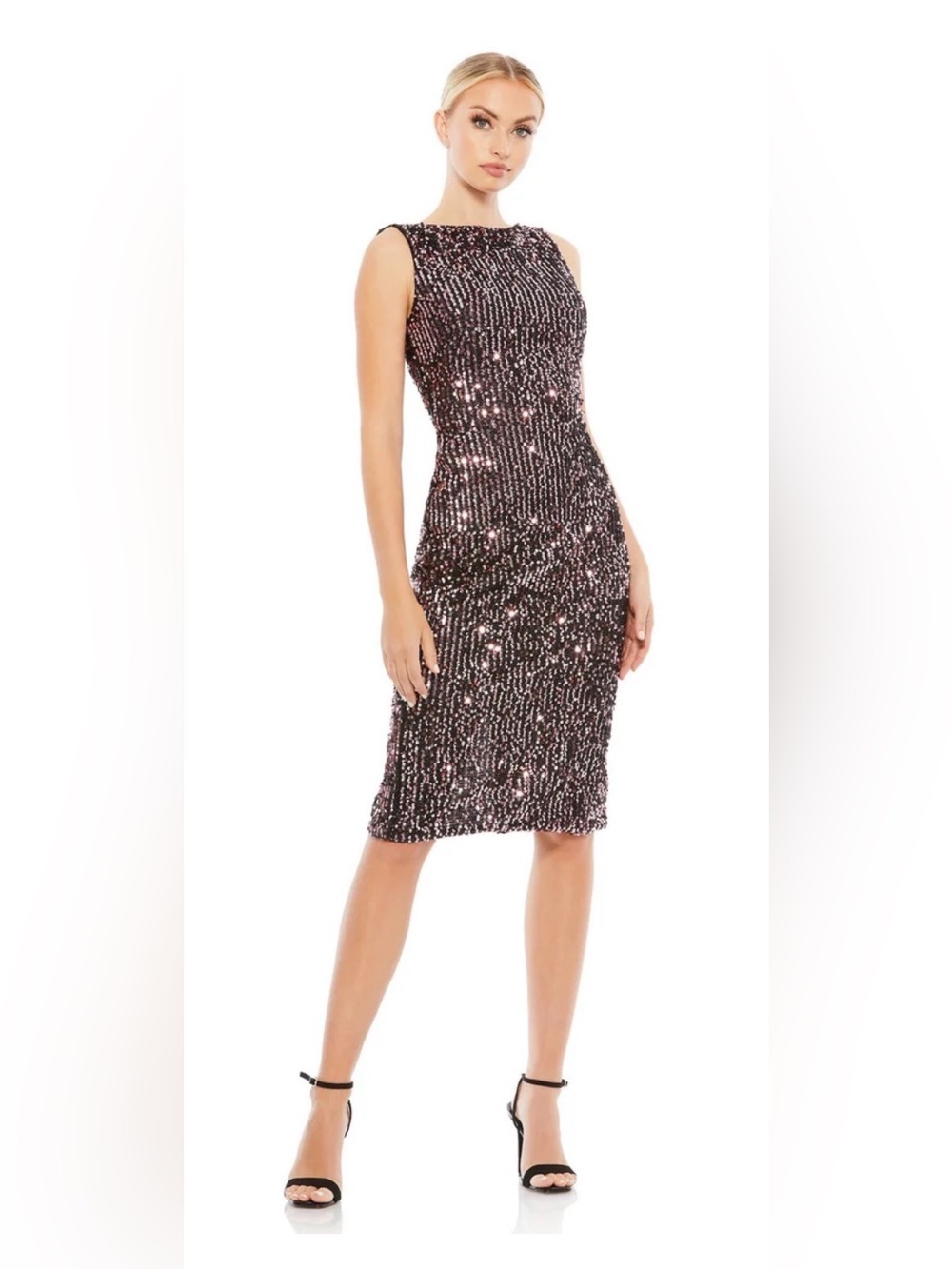 Ieena for Mac Duggal Cowl Back Boat Neck Sequined Size 4 Style # 26438 NWT
